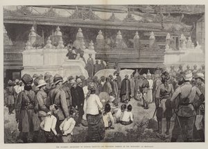 Buddyjski arcybiskup Birmy przyjmujący Sir Fredericka Robertsa w klasztorze w Mandalay